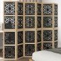 Biombo separador 6 paneles madera maciza Paulownia marrón negro