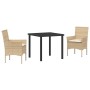 Conjunto de Comedor de Jardín con cojín 3 pcs Beige Poliratán