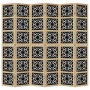 Biombo separador 6 paneles madera maciza Paulownia marrón negro