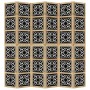 Biombo separador 6 paneles madera maciza Paulownia marrón negro