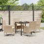 Conjunto de Comedor de Jardín con cojín 5 pcs Beige Poliratán