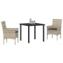 Conjunto de Comedor de Jardín 3 pcs Gris claro Poliratán