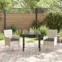 Conjunto de Comedor de Jardín 3 pcs Gris claro Poliratán