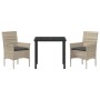 Conjunto de Comedor de Jardín 3 pcs Gris claro Poliratán