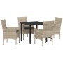 Conjunto de Comedor de Jardín 5 pcs Gris claro Poliratán