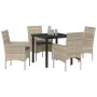 Conjunto de Comedor de Jardín 5 pcs Gris claro Poliratán