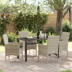 Conjunto de Comedor de Jardín 5 pcs Gris claro Poliratán