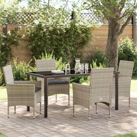 Conjunto de Comedor de Jardín 5 pcs Gris claro Poliratán