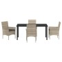 Conjunto de Comedor de Jardín 5 pcs Gris claro Poliratán