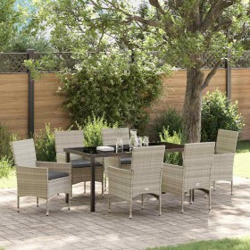 Conjunto de Comedor de Jardín 7 pcs Gris claro Poliratán