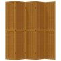Biombo separador de 5 paneles madera maciza paulownia marrón