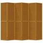 Biombo separador de 6 paneles madera maciza paulownia marrón