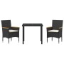 Conjunto de Comedor de Jardín con cojín 3 pcs Negro Poliratán