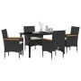 Conjunto de Comedor de Jardín con cojín 5 pcs Negro Poliratán