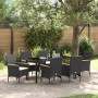 Conjunto de Comedor de Jardín con cojín 7 pcs Negro Poliratán