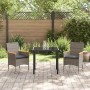 Conjunto de Comedor de Jardín con cojín 3 pcs Gris Poliratán