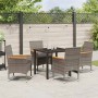 Conjunto de Comedor de Jardín con cojín 5 pcs Gris Poliratán