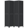 Biombo separador de 4 paneles madera maciza Paulownia negro