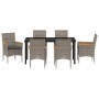 Conjunto de Comedor de Jardín con cojín 7 pcs Gris Poliratán