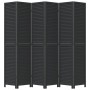 Biombo separador de 6 paneles madera maciza Paulownia negro
