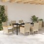 Conjunto de Comedor de Jardín con cojín 7 pcs Beige Poliratán