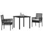 Conjunto de Comedor de Jardín con cojín 3 pcs Negro Poliratán