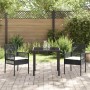 Conjunto de Comedor de Jardín con cojín 3 pcs Negro Poliratán