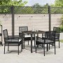 Conjunto de Comedor de Jardín con cojín 5 pcs Negro Poliratán