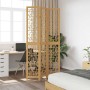 Biombo separador de 3 paneles madera maciza paulownia marrón