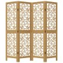 Biombo separador de 4 paneles madera maciza paulownia marrón