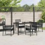 Conjunto de Comedor de Jardín con cojín 5 pcs Negro Poliratán
