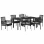Conjunto de Comedor de Jardín con cojín 7 pcs Negro Poliratán