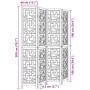 Biombo separador de 4 paneles madera maciza paulownia marrón