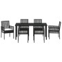 Conjunto de Comedor de Jardín con cojín 7 pcs Negro Poliratán