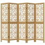 Biombo separador de 5 paneles madera maciza paulownia marrón