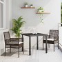 Conjunto de Comedor de Jardín con cojín 3 pcs Marrón Poliratán