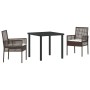 Conjunto de Comedor de Jardín con cojín 3 pcs Marrón Poliratán