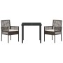 Conjunto de Comedor de Jardín con cojín 3 pcs Marrón Poliratán