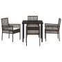 Conjunto de Comedor de Jardín con cojín 5 pcs Marrón Poliratán