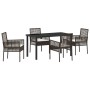 Conjunto de Comedor de Jardín con cojín 5 pcs Marrón Poliratán