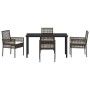 Conjunto de Comedor de Jardín con cojín 5 pcs Marrón Poliratán