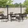 Conjunto de Comedor de Jardín con cojín 5 pcs Marrón Poliratán