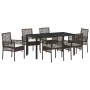 Conjunto de Comedor de Jardín con cojín 7 pcs Marrón Poliratán
