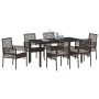 Conjunto de Comedor de Jardín con cojín 7 pcs Marrón Poliratán