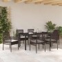 Conjunto de Comedor de Jardín con cojín 7 pcs Marrón Poliratán