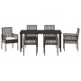 Conjunto de Comedor de Jardín con cojín 7 pcs Marrón Poliratán
