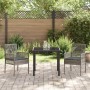 Conjunto de Comedor de Jardín con cojín 3 pcs Gris Poliratán