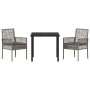 Conjunto de Comedor de Jardín con cojín 3 pcs Gris Poliratán