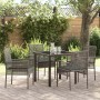 Conjunto de Comedor de Jardín con cojín 5 pcs Gris Poliratán