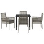 Conjunto de Comedor de Jardín con cojín 5 pcs Gris Poliratán